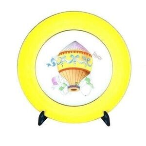 Vintage Limoges Godinger Italy Hot Air Balloon Yellow Porcelain Collector Plate